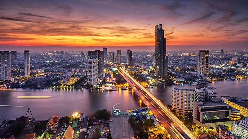 Bangkok skyline with modern skyscrapers